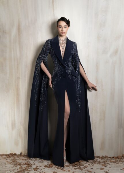 Ziad Nakad Navy Tailored Gown