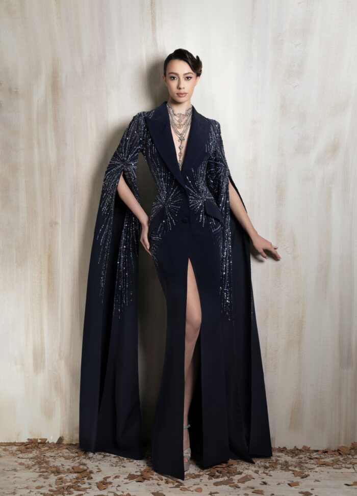Ziad Nakad Navy Tailored Gown