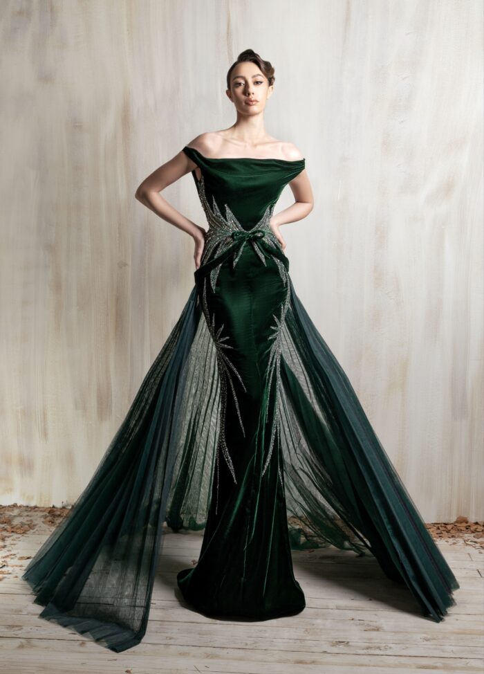 Ziad Nakad Off-shoulder Deep Emerald Gown Ziad Nakad Off-shoulder Deep Emerald Gown