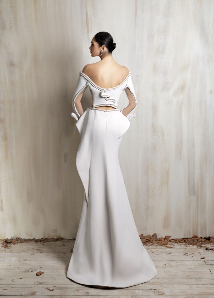 Ziad Nakad Off-shoulder Off-white Gown