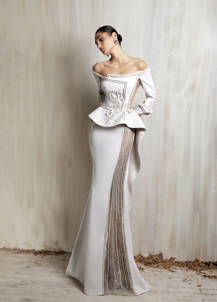 Ziad Nakad Off-shoulder Off-white Gown Ziad Nakad Off-shoulder Off-white Gown