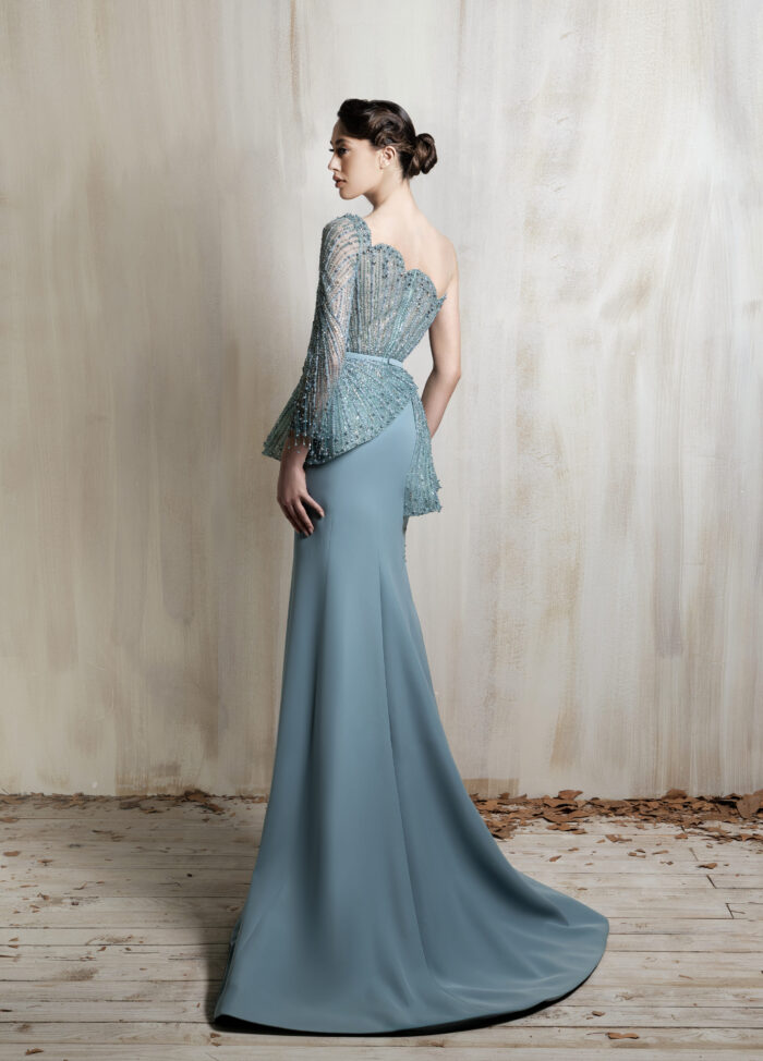 Ziad Nakad One-shoulder Icy Blue Gown