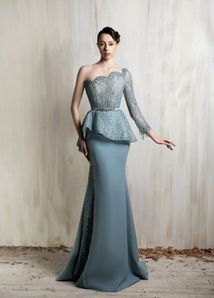 Ziad Nakad One-shoulder Icy Blue Gown