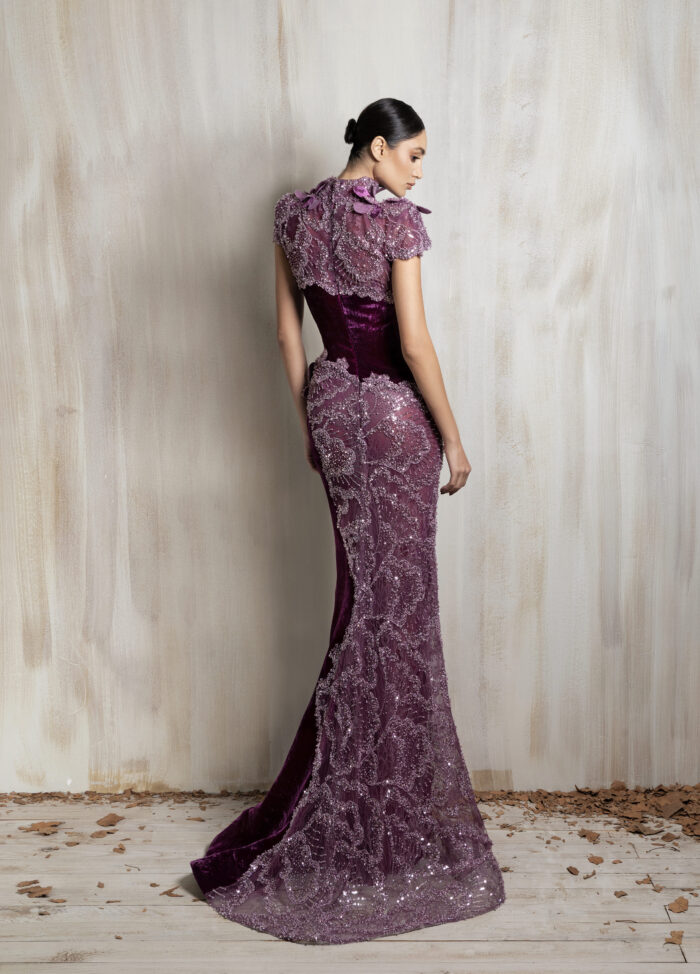 Ziad Nakad Plum Velvet Gown