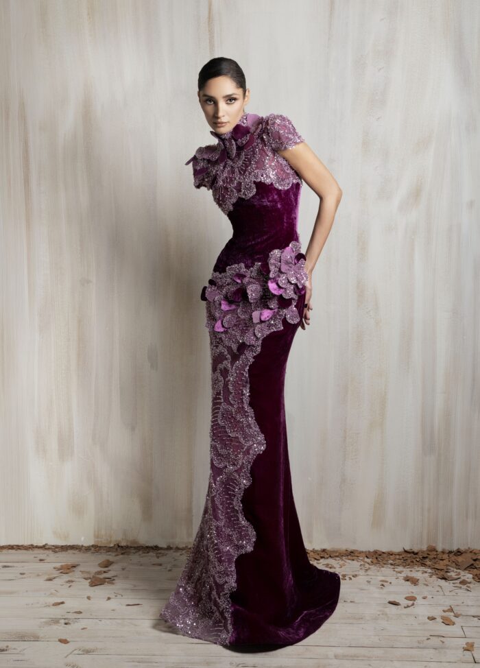 Ziad Nakad Plum Velvet Gown