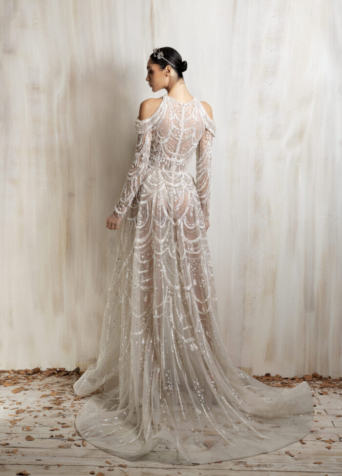 Ziad Nakad Sheer Off-white Gown