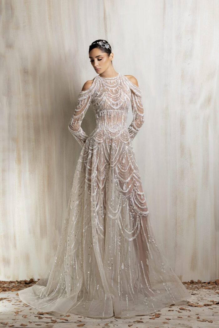 Ziad Nakad Sheer Off-white Gown Ziad Nakad Sheer Off-white Gown