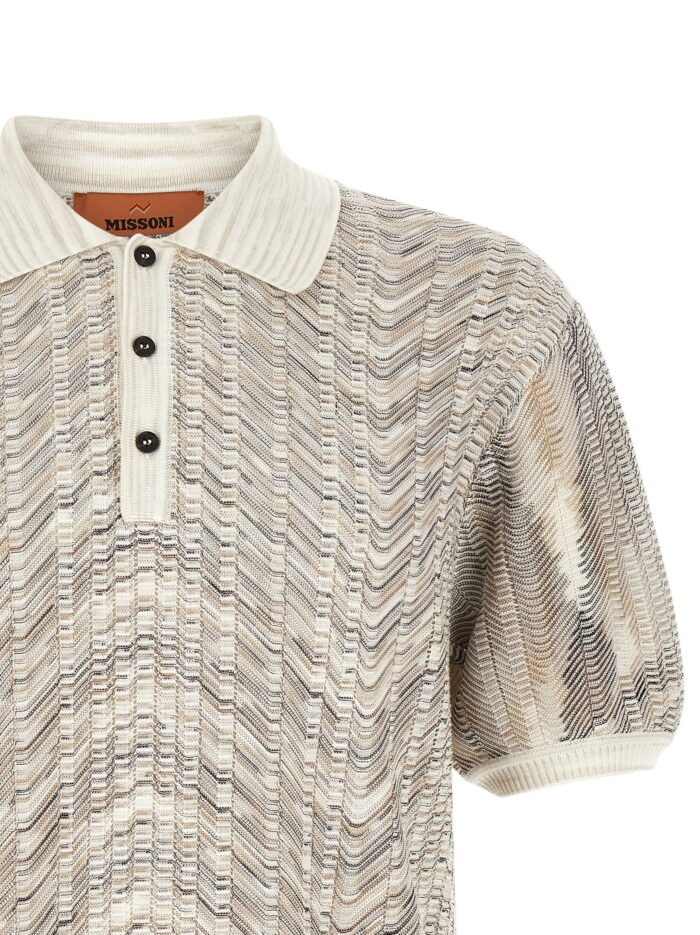 Missoni 'zig-zag' Knit Polo Shirt