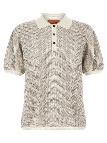 Missoni 'zig-zag' Knit Polo Shirt
