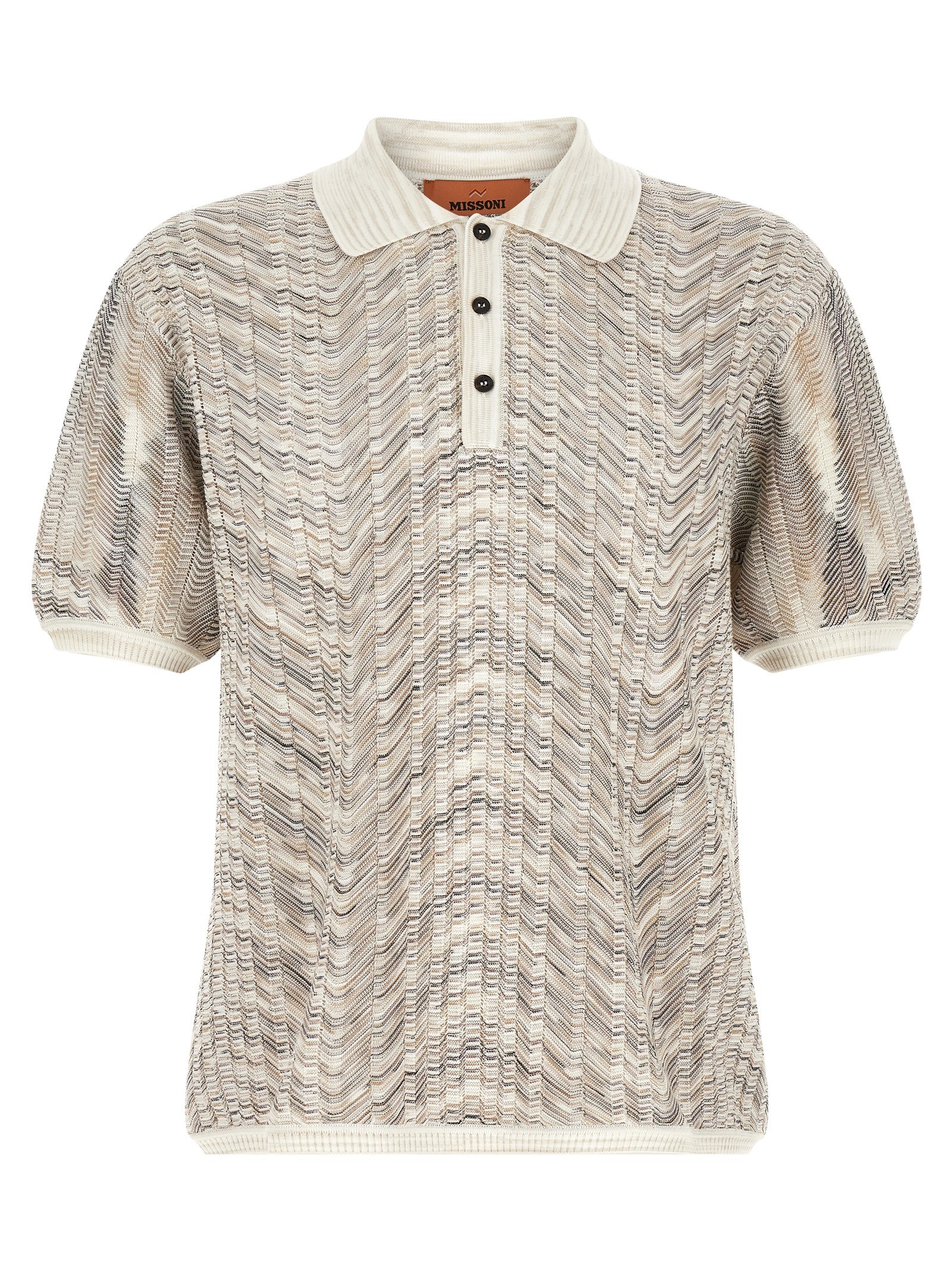 Missoni 'zig-zag' Knit Polo Shirt