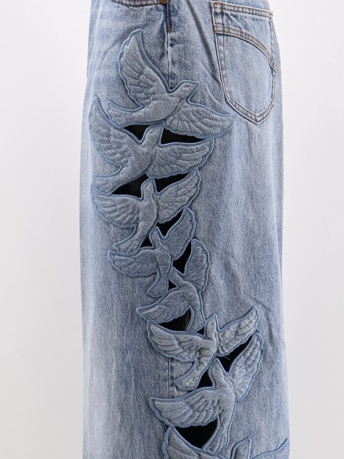 ZIMMERMANN Alchemy Applique Relaxed Flare Blue Denim Jeans