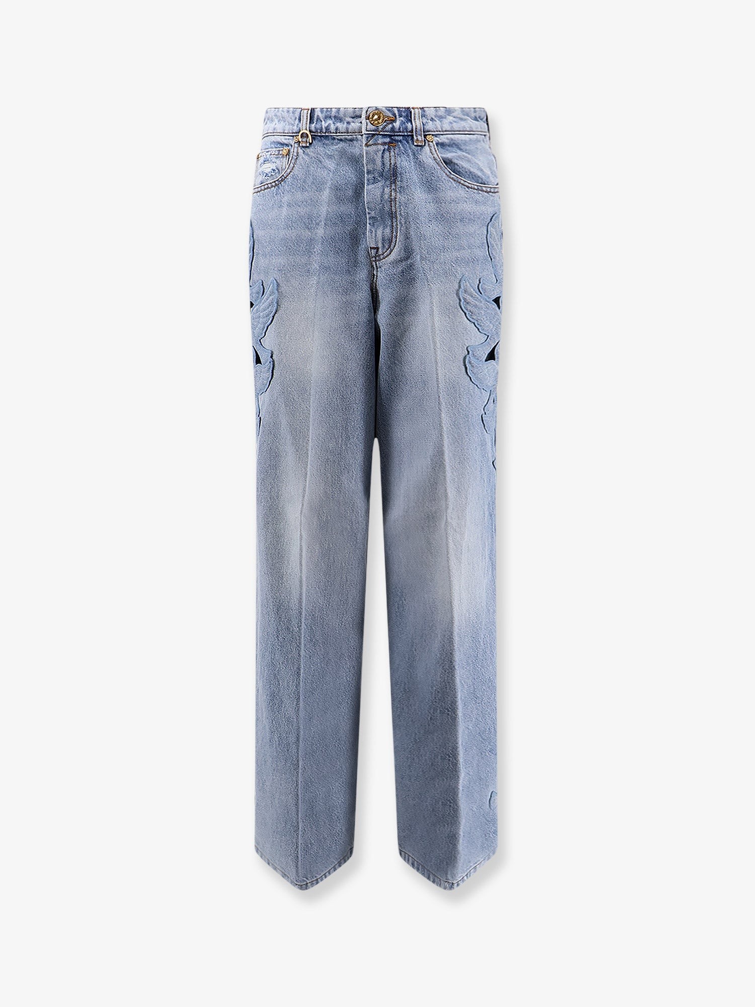 ZIMMERMANN Alchemy Applique Relaxed Flare Blue Denim Jeans