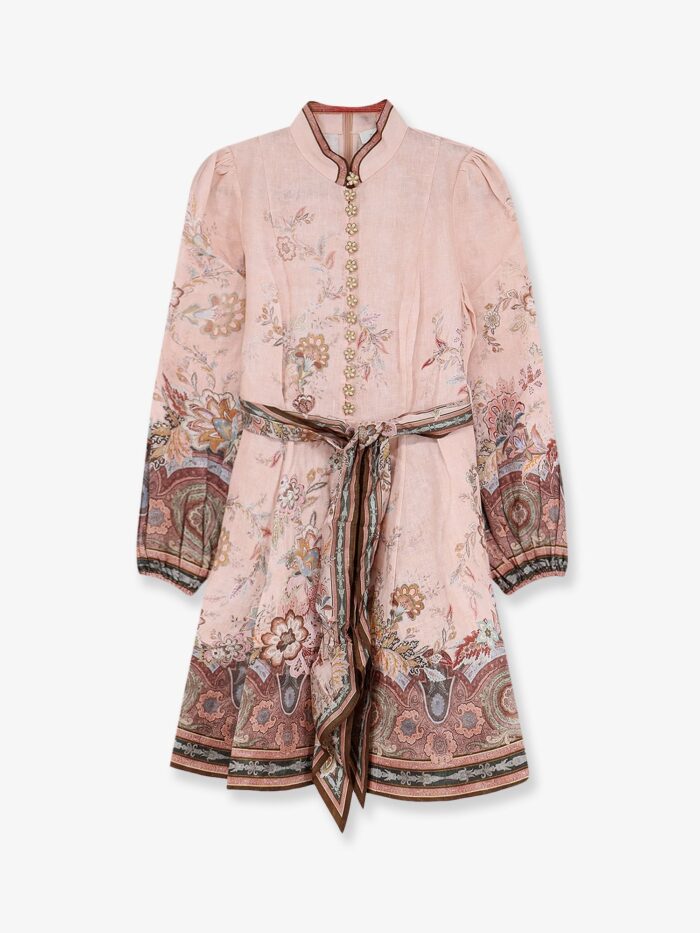 zimmermann alchemy linen dress with floral print ZIMMERMANN Alchemy Linen Dress With Floral Print