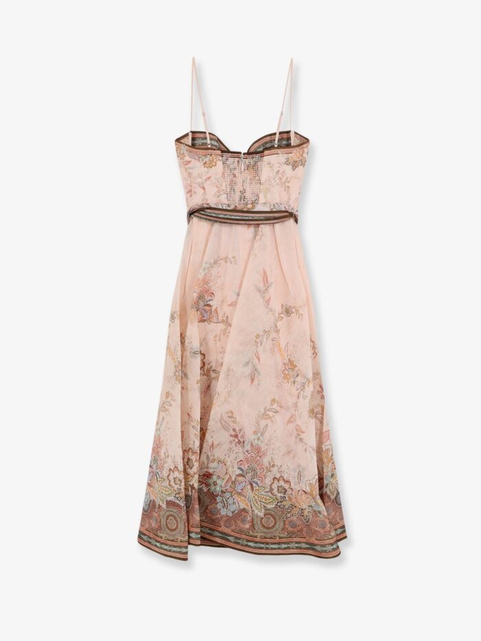 ZIMMERMANN Alchemy Silk And Linen Blend Midi Dress With All-over Floral Print