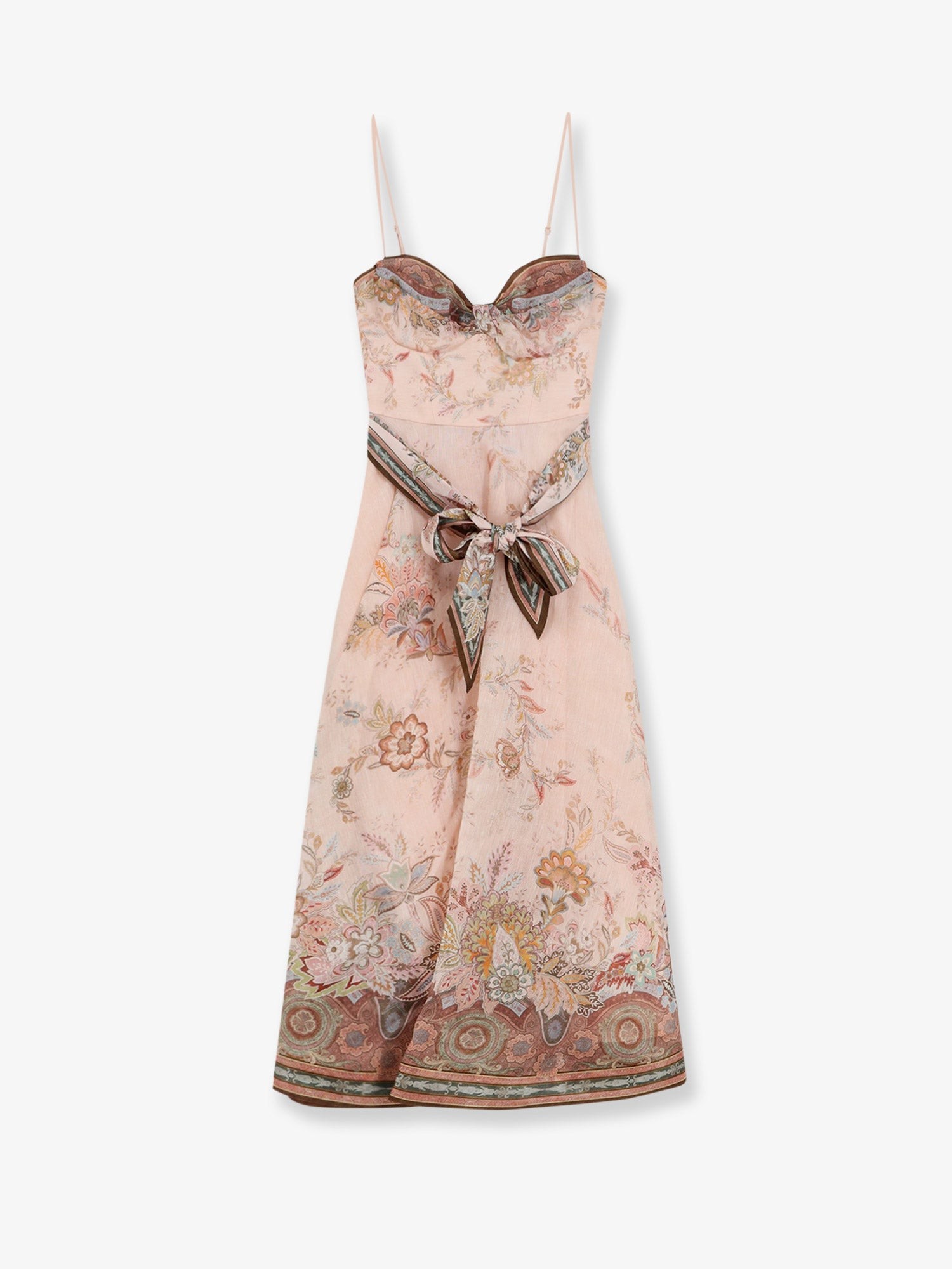 ZIMMERMANN Alchemy Silk And Linen Blend Midi Dress With All-over Floral Print