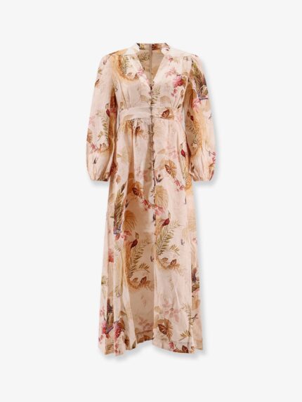 ZIMMERMANN Ascension Plunge Linen Midi Dress