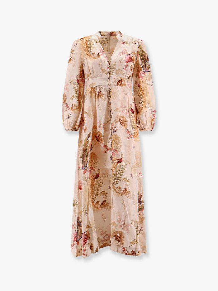 ZIMMERMANN Ascension Plunge Linen Midi Dress