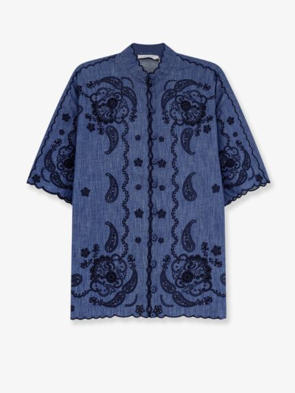 ZIMMERMANN Aster Denim Shirt With All-over Contrasting Embroidery