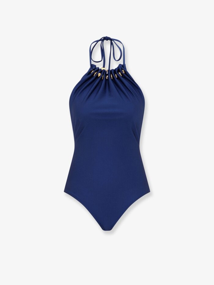 zimmermann aster one piece swimsuit in shiny nylon with bead detail ZIMMERMANN Aster One-piece Swimsuit In Shiny Nylon With Bead Detail