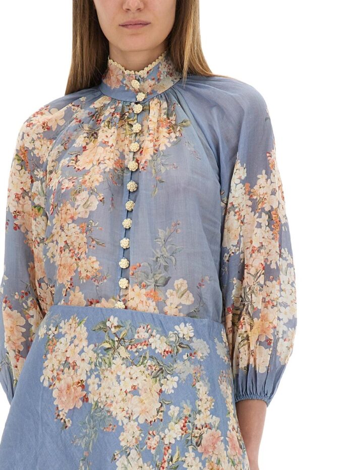 zimmermann blouse with puff sleeves "cascadian" ZIMMERMANN BLOUSE WITH PUFF SLEEVES "CASCADIAN"