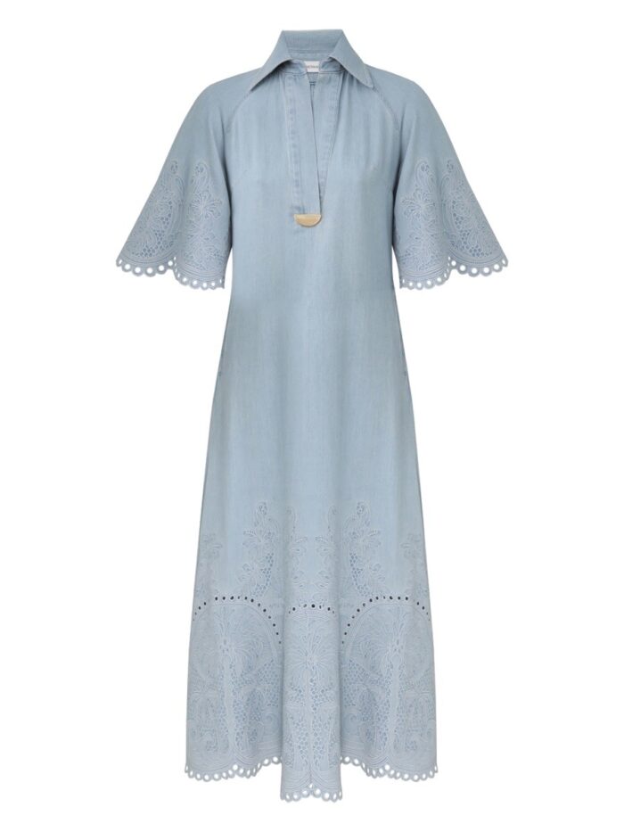 ZIMMERMANN "DAYLIGHT" DENIM MIDI DRESS