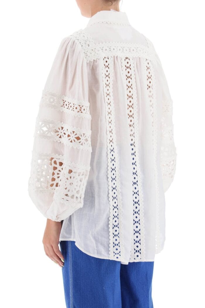 Zimmermann 'devi Spliced' Blouse With Crochet Inserts