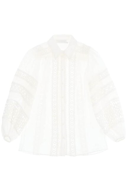 Zimmermann 'devi Spliced' Blouse With Crochet Inserts