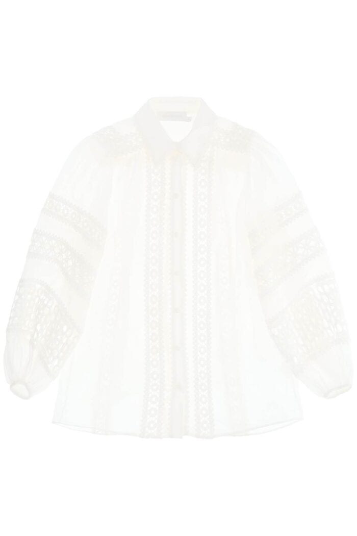 Zimmermann 'devi Spliced' Blouse With Crochet Inserts