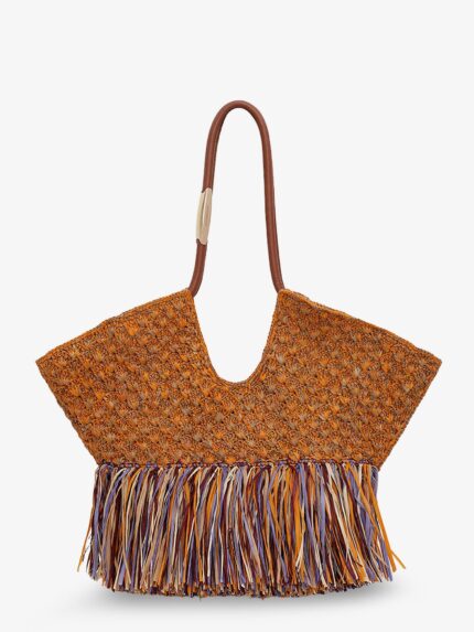 ZIMMERMANN Golden Time Rafia Shoulder Bag With Fringe
