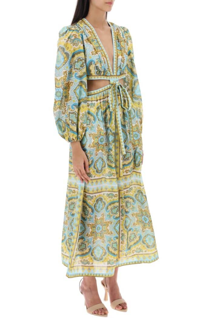 Zimmermann 'halcyon' Midi Dress In Paisley Cotton