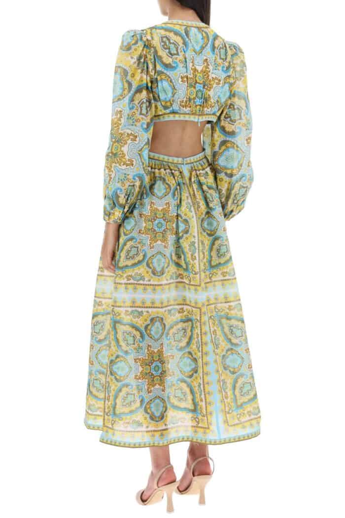 Zimmermann 'halcyon' Midi Dress In Paisley Cotton