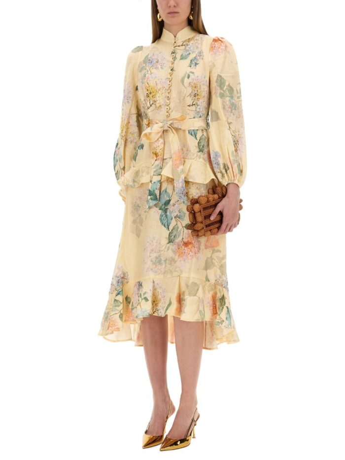 ZIMMERMANN "ILLUMINATE PEPLUM" MIDI DRESS