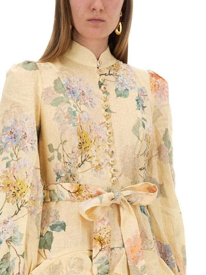ZIMMERMANN "ILLUMINATE PEPLUM" MIDI DRESS