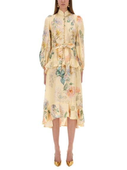 ZIMMERMANN "ILLUMINATE PEPLUM" MIDI DRESS
