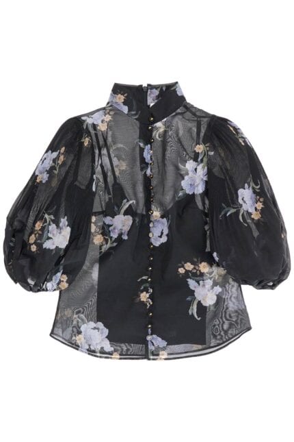 ZIMMERMANN Illustrated Blouse With Pleated Sleeves