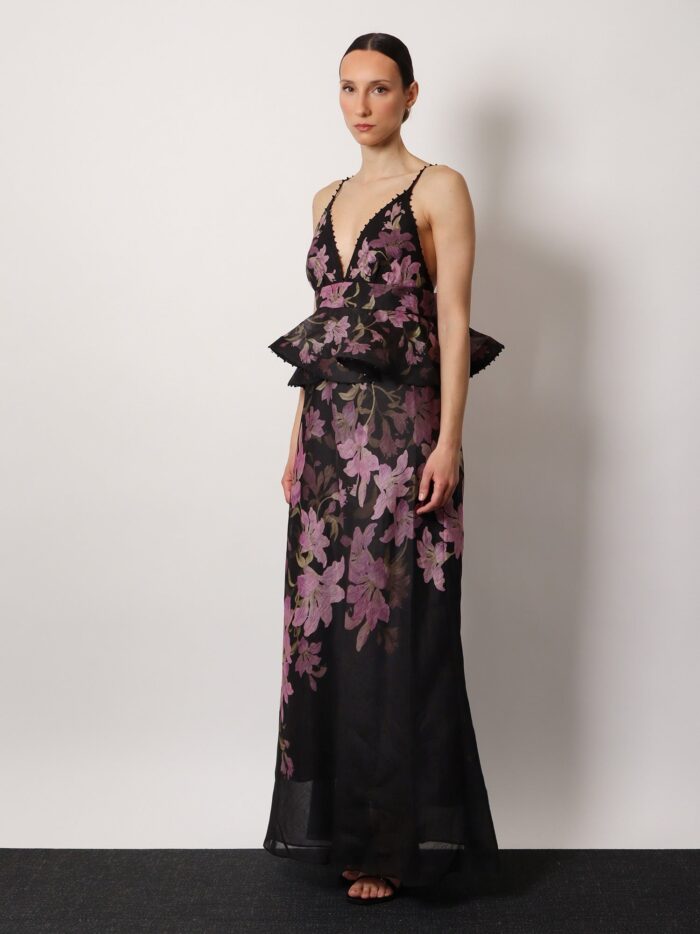 Zimmermann Linen And Cotton Long Dress With Floral Print