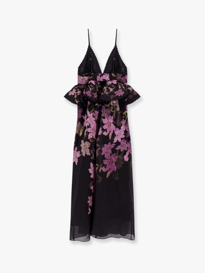 Zimmermann Linen And Cotton Long Dress With Floral Print