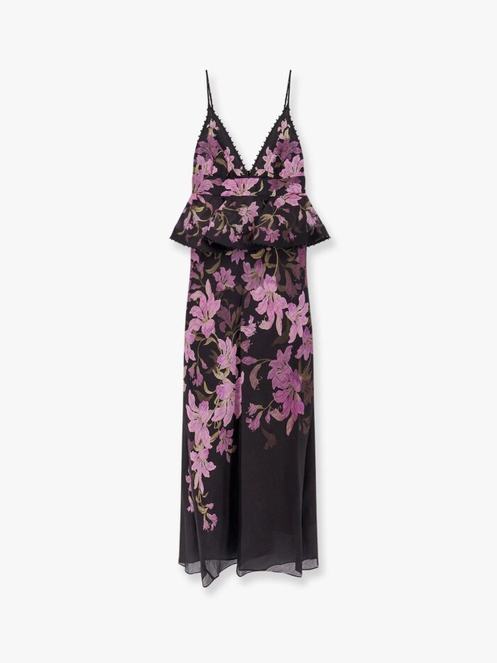 Zimmermann Linen And Cotton Long Dress With Floral Print