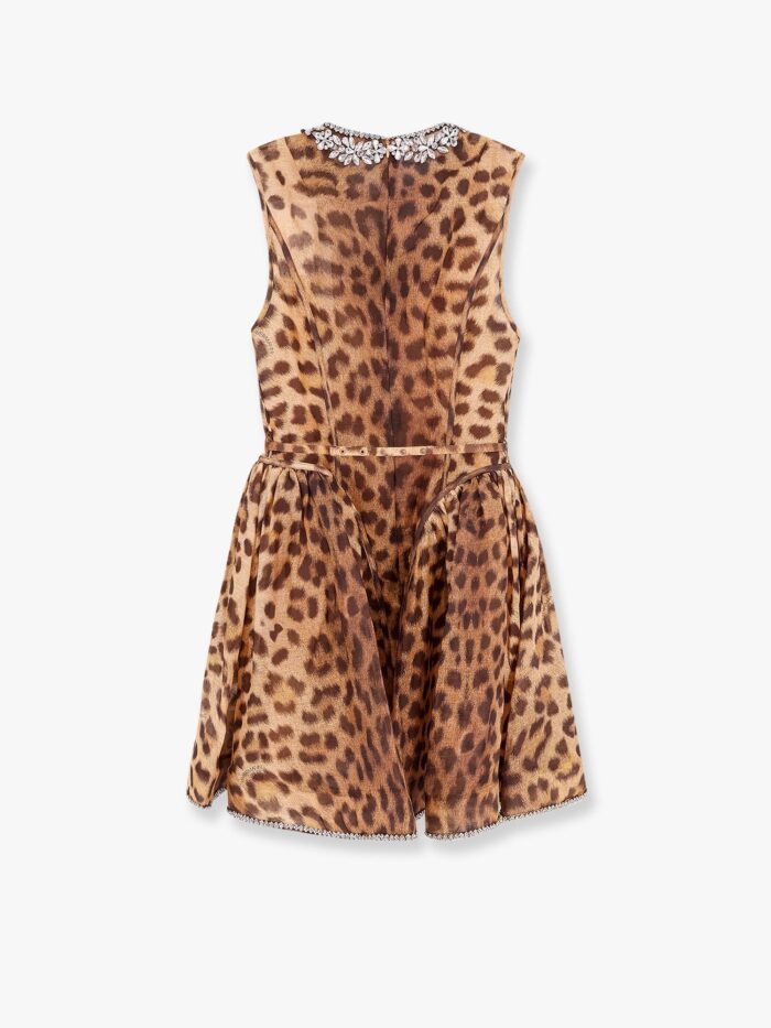 ZIMMERMANN Linen And Silk Mini Dress With Animalier Print