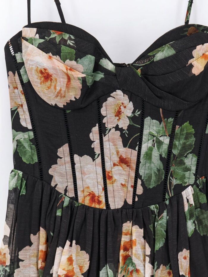 ZIMMERMANN Luna Corset Linen And Silk Dress