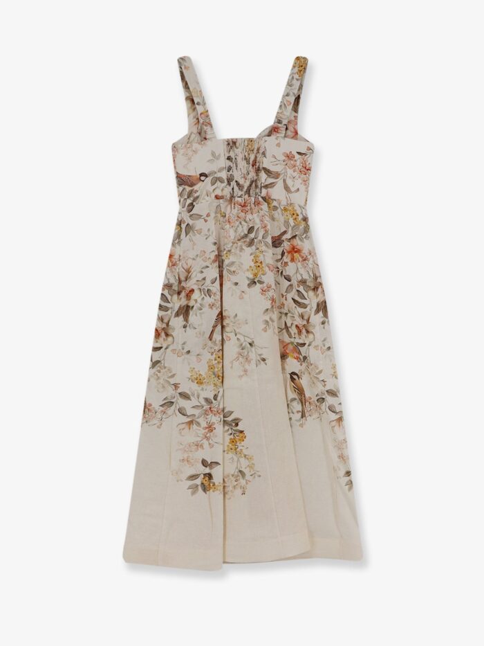 ZIMMERMANN Luna Linen Midi Dress With All-over Floral Print