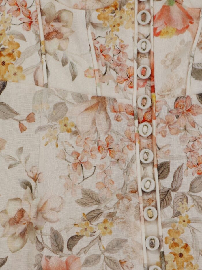 ZIMMERMANN Luna Linen Midi Dress With All-over Floral Print