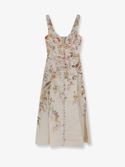 ZIMMERMANN Luna Linen Midi Dress With All-over Floral Print