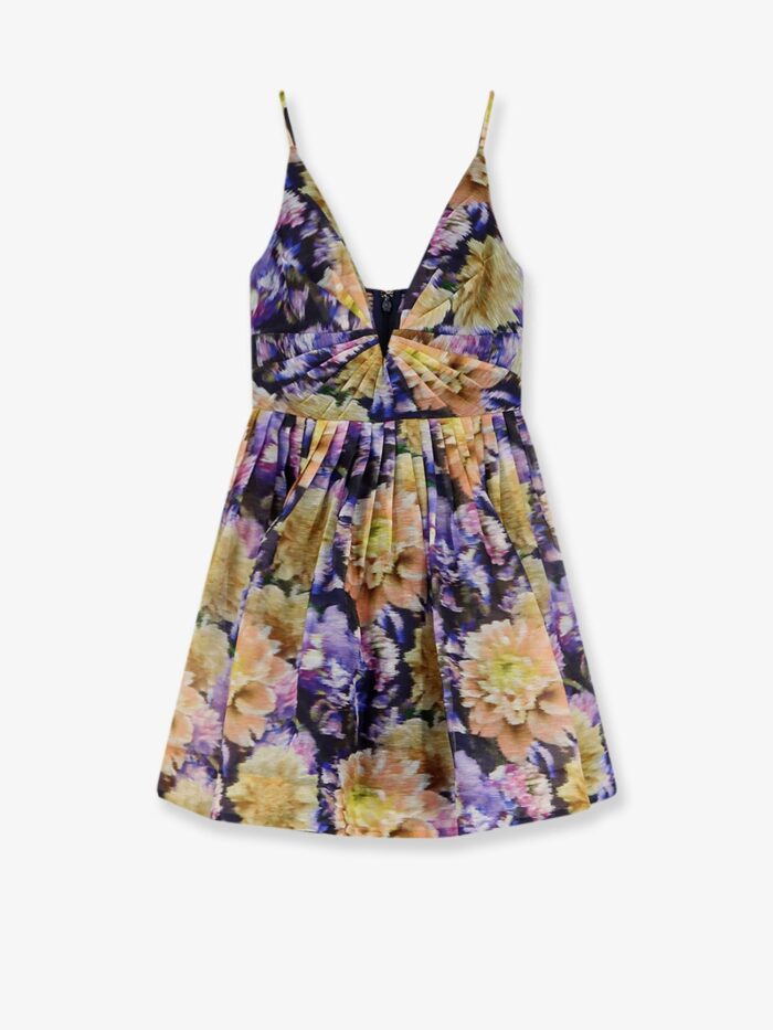 zimmermann luna silk and linen blend dress with all over floral print ZIMMERMANN Luna Silk And Linen Blend Dress With All-over Floral Print