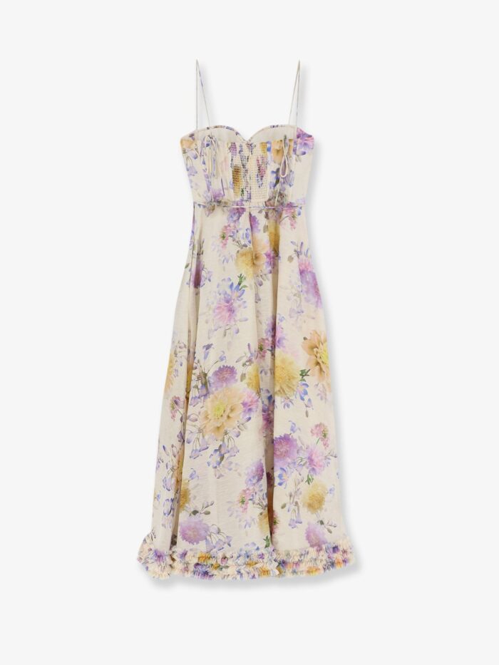 ZIMMERMANN Luna Silk And Linen Blend Midi Dress