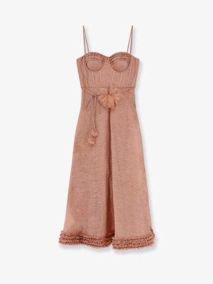 ZIMMERMANN Luna Silk And Linen Blend Midi Dress