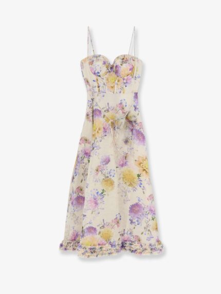ZIMMERMANN Luna Silk And Linen Blend Midi Dress