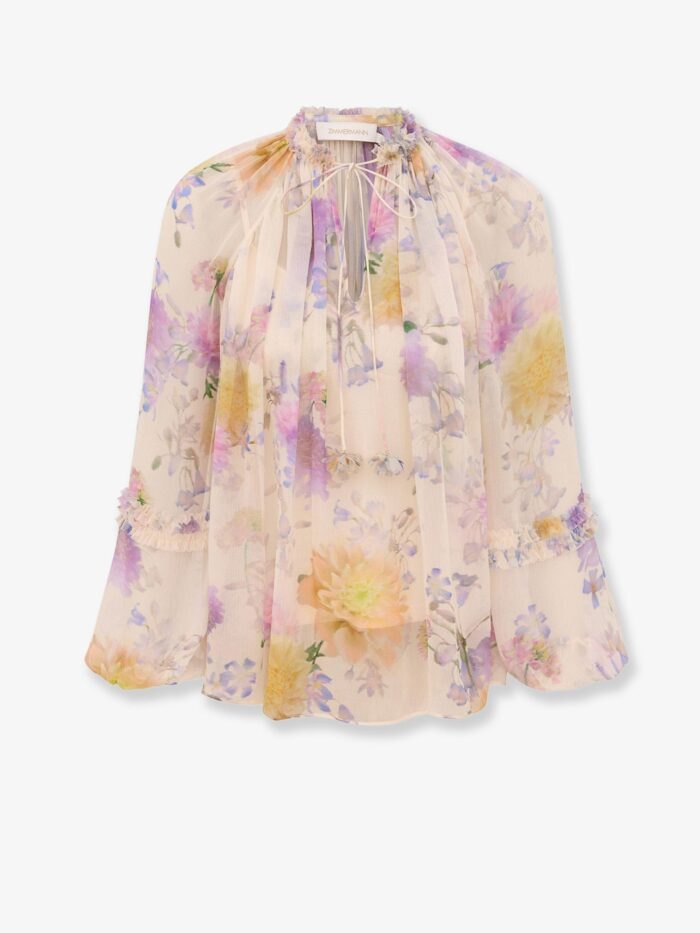zimmermann luna viscose shirt with floral print ZIMMERMANN Luna Viscose Shirt With Floral Print