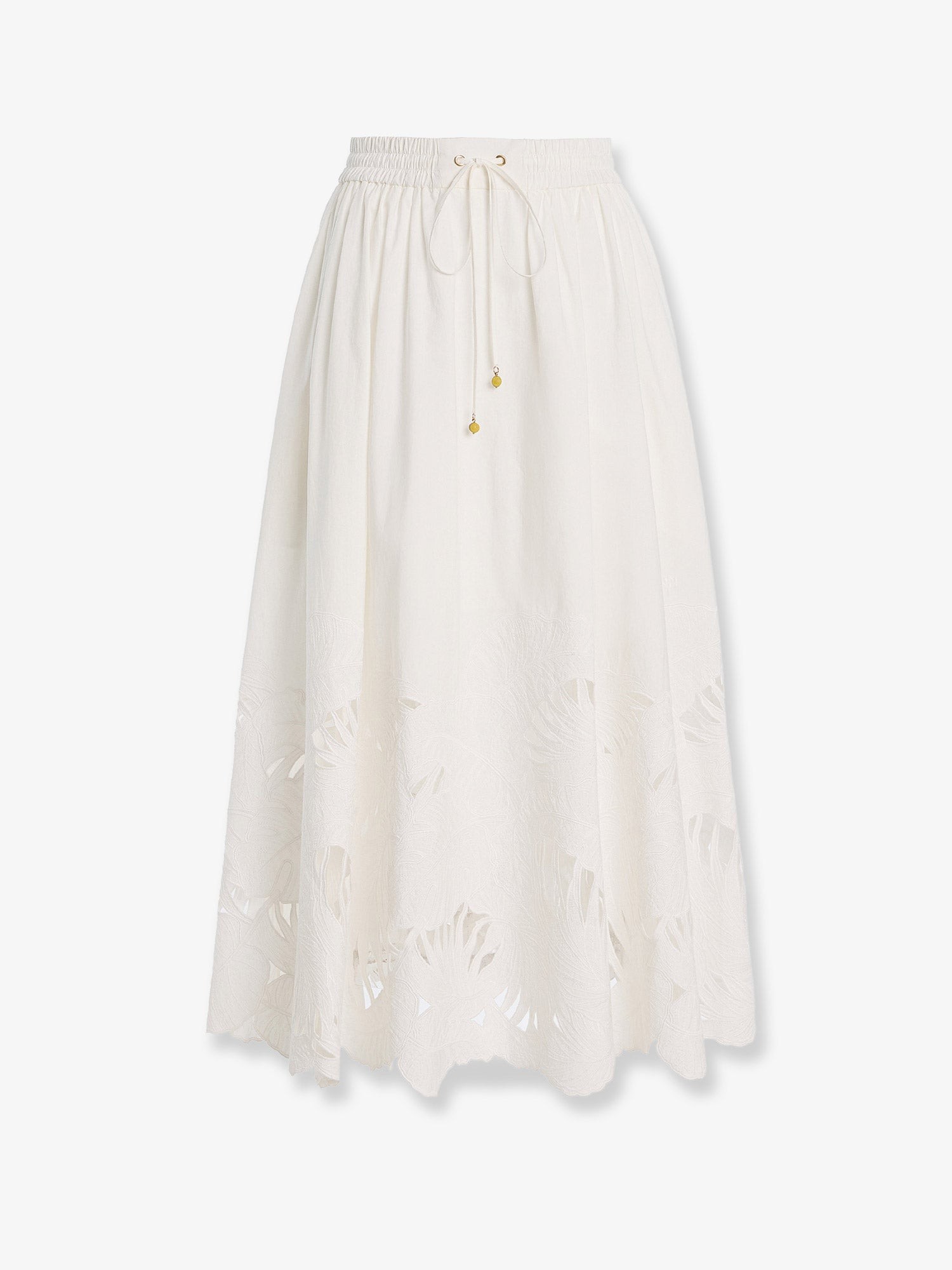 ZIMMERMANN Mahon Cotton Skirt With Embroidered Detail On The Bottom