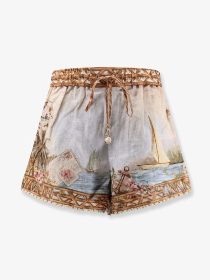 ZIMMERMANN Mahon Multicolor Linen Shorts